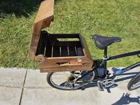 Wooden Bike Rear Storage Box with Combination Lock, Secure Wood Bicycle Cargo Case for Outdoor Cycling, Handmade Bike Storage Crate for Riding Gear in Kuwait