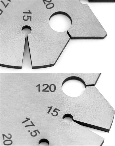 QWORK Bevel Gauge, Stainless Steel Axe Angle Gauge Round Shape Knife Angle Finder 15-120 Degree for Measuring Knife Angle in Kuwait
