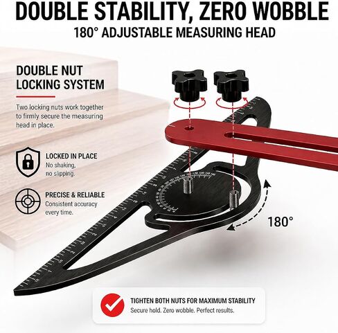 Stair Tread Template Tool, Dual-Nut Locking Aluminum Stair Jig with 2 Stair Gauges, 9.5-60 In Length Angle Adjustable Measuring Gauge for Stairs, Risers, Shelves in Kuwait