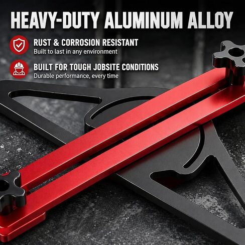 Stair Tread Template Tool, Dual-Nut Locking Aluminum Stair Jig with 2 Stair Gauges, 9.5-60 In Length Angle Adjustable Measuring Gauge for Stairs, Risers, Shelves in Kuwait