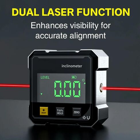 Digital Angle Finder with Electronic Laser & 4-Side Magnetic Base - Electronic Inclinometer with LED Display Cube Inclinometer, Table Saw Miter Protractor, Woodworking Measuring Tool, Level Box in Kuwait