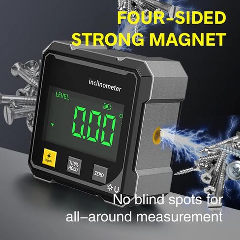 Digital Angle Finder with Electronic Laser & 4-Side Magnetic Base - Electronic Inclinometer with LED Display Cube Inclinometer, Table Saw Miter Protractor, Woodworking Measuring Tool, Level Box in Kuwait
