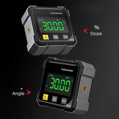 Digital Angle Finder with Electronic Laser & 4-Side Magnetic Base - Electronic Inclinometer with LED Display Cube Inclinometer, Table Saw Miter Protractor, Woodworking Measuring Tool, Level Box in Kuwait