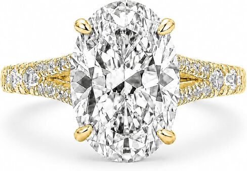 3.5 Carat Oval Cut Engagement Ring with Split Shank, 5A Cubic Zirconia Promise Ring for Women in Sterling Silver in Saudi Arabia