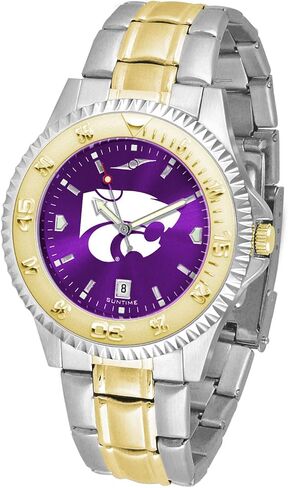 ساعة SunTime Kansas State Wildcats للرجال من الفولاذ المقاوم للصدأ بلونين ذهبي/فضي مع قرص أنوكروم in Kuwait