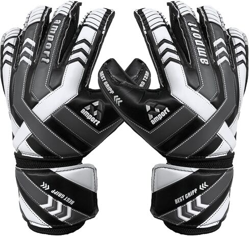 Amport Goalkeeper Gloves – Finger Spine Protection, Hybrid Cut & Wide Double Layer Wristband – Unique Designed, Latex Palm Grip Goalie Gloves for Kids, Youth & Adult in Kuwait