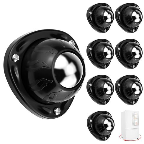 Aifeier ET Stainless Steel Caster Wheels | Universal Self Adhesive Swivel Ball Casters | 55 LBS Load Capacity Per Wheel | Large Profile Appliance Rollers for Furniture, Large Appliances (8PCS, Black) in Kuwait