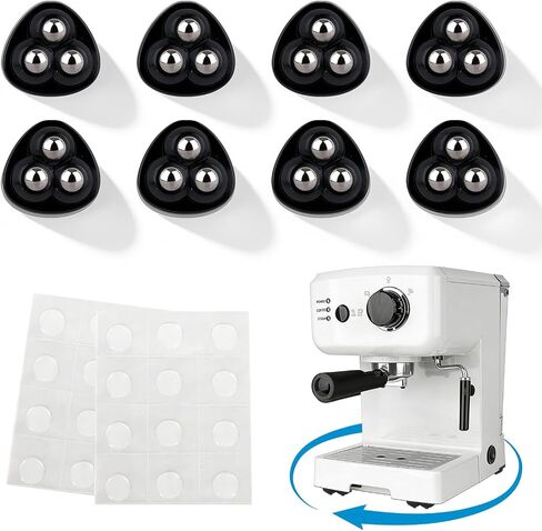 8-Pack Self Adhesive Appliance Casters, 360° Swivel Mini Appliance Rollers, Stick-On Sliding Wheels for Coffee Maker, Stand Mixer and Storage Box (Black) in Kuwait
