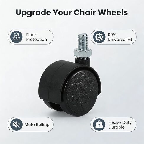 Office Chair Wheels，1.4" Office Chair Wheels Heavy Duty Replacement, Mute Rubber Rotating Desk Chair Caster Wheels, Safe for All Floors Including Hardwood, Set of 4 in Kuwait