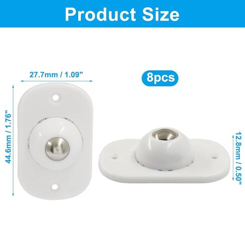 8 PCS Self Adhesive Caster Wheels, 360° Swivel Furniture Rollers for Moving Heavy Appliances, Smooth Glide Mini Wheels for Coffee Maker, Air Fryer, Stand Mixer, Trash Can - White in Kuwait