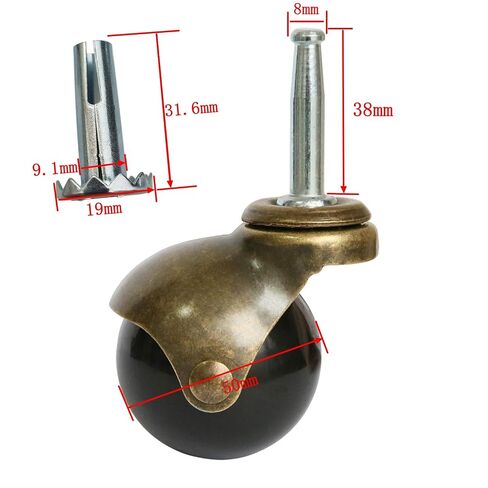 MySit 2 inch Ball Casters Wheels Brass Vintage Antique Furniture Caster Set of 4,Grip Neck Spherical Casters with 5/16" x 1-1/2" Swivel Caster for Furniture Legs, Cabinet, Sofa in Kuwait