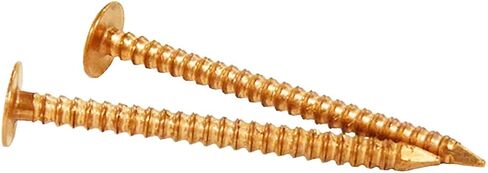 2" Solid Copper Ring Shank Roofing Nails, 10 Gauge, 3/8" Head, Diamond Point, for Slate and Tile Roofing, Gutters, Sheet Metal, Decorative Copper, Saddlery, 1 lb (Approx. 93 Nails), Made in USA in Kuwait
