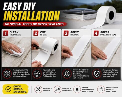 Trazon RV Roof Seal Tape 4 Inch x 55 Ft White - Professional Grade Butyl Sealant for RVs, Campers, Motorhomes, Trailers - Waterproof, UV Resistant, Easy DIY Leak Repair for Roofs, Vents, Windows in Kuwait