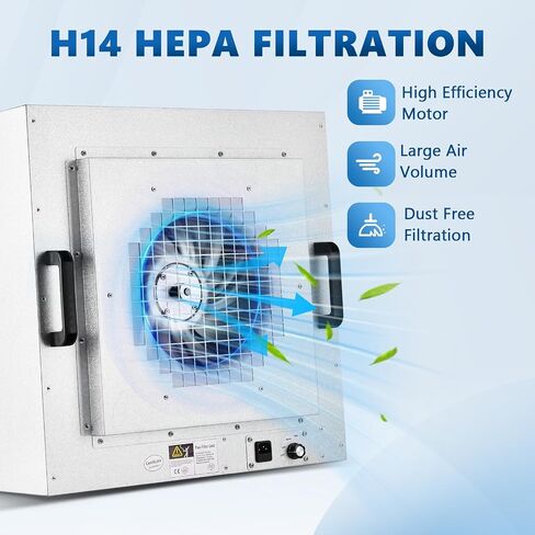 FFU Fan Filter Unit with H14 HEPA Filter, 22.6x22.6in Laminar Flow Hood, Class 100/ISO 5, 110V Adjustable Speed Air Purifier for Mycology, Laboratory & Clean Room in Kuwait