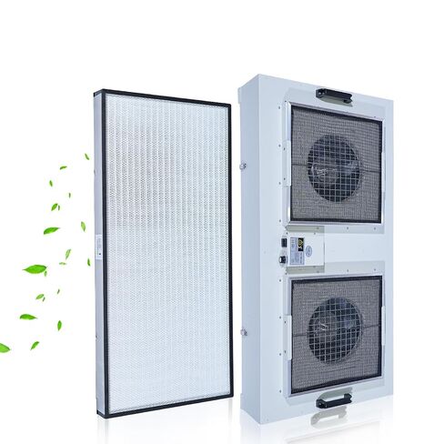 غطاء التدفق الصفحي لمرشح HEPA H14-FFU وحدة مرشح المروحة المحدثة (يتضمن فلتر HEPA) 100/ISO فئة 5 غرفة الأبحاث/المختبر/غرفة الأبحاث/غرفة الفطر، غطاء تدفق الهواء الصفحي (46.2 بوصة × 22.6 بوصة، آلة مزدوجة) in Kuwait