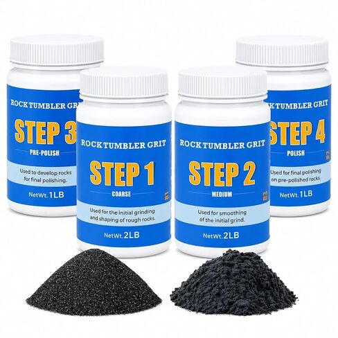 Rock Tumbler Grit Kit [6 Pounds], Polish Up to [40 lbs.] of Rocks, 4 Steps Polish Refill Media Kit, Compatible with All Rock Tumbler, Essential Kit for Polishing in Saudi Arabia