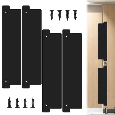 4 Pack Bathroom Stall Privacy Strip, Restroom Privacy Gap Guard with Pre-Drilled Holes & Screws, 3mm Thick PE Gap Filler for Public Restroom Doors, 16.54" x 3.7" (Black) in Kuwait