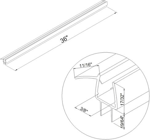 Pivot Shower Door Bottom Seal, Stop Shower Leaks and Create a Water Barrier, Clear Vinyl Bottom Seal 36" for 3/8" Glass Pivot Door(Single Pack) in Kuwait