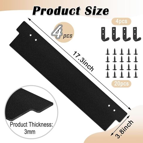Bathroom Stall Privacy Strip with Metal Hooks, 17.3" X 3.8" Bathroom Partition Gap Filler, Black Toilet Partition Privacy Cover for Public Restroom(4 PCS,Black,17.3" X 3.8") in Kuwait