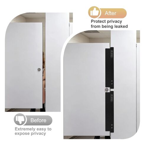 Bathroom Stall Privacy Strip with Metal Hooks, 17.3" X 3.8" Bathroom Partition Gap Filler, Black Toilet Partition Privacy Cover for Public Restroom(4 PCS,Black,17.3" X 3.8") in Kuwait
