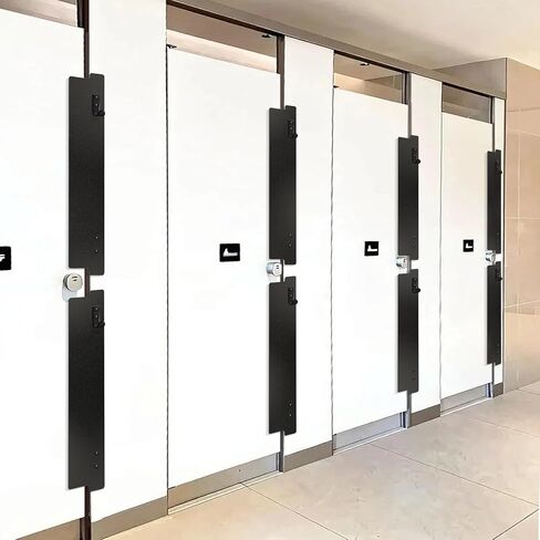 Bathroom Stall Privacy Strip with Metal Hooks, 17.3" X 3.8" Bathroom Partition Gap Filler, Black Toilet Partition Privacy Cover for Public Restroom(4 PCS,Black,17.3" X 3.8") in Kuwait