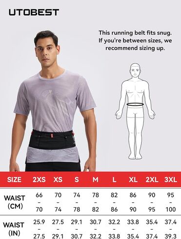 UTOBEST Running Belt for Men & Women, Bounce-Free Running Waist Pack Fits All Phones, 4-Pocket No Zipper Trail Running Belt With 500ml Soft Flask, Pole Carry Straps for Race, Trail (B7 Pro-Black, XL) in Kuwait