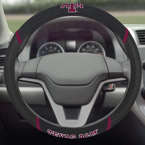 Texas A&M Aggies Steering Wheel Cover, Embroidered, Black, 15 Inch, Polyester Mesh in Kuwait