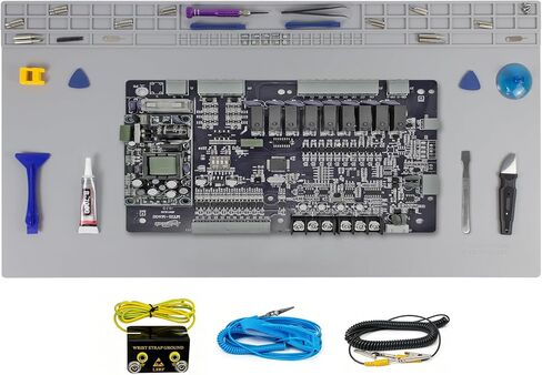 Extra Large Soldering Mat with Wristband & Grounding Accessories, 32.3’’x16.6’’ Large Silicone Solder Mat, 932℉ Heat Resistant Mat, Large Repair Workbench Pad for Electronics Repair (Light Grey) in Kuwait