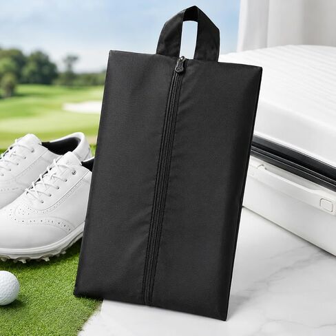 Golf Shoe Bag with Zipper, Odor-Absorbing Shoe Pouch for Travel, Water-Resistant Sports Organizer for Gym, Spikes, Tennis, Baseball, and Athletic Sneakers (Black,1) in Kuwait