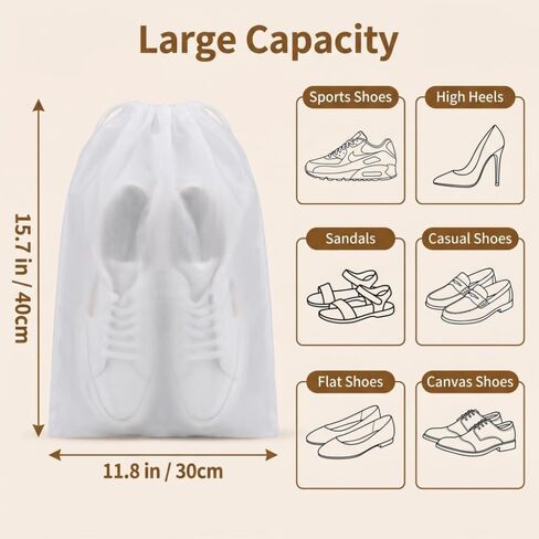 Travel essentials,Waterproof Travel Drawstring Shoe Bags for Packing, Storage, Travel Essentials for Men and Women, 15.7 x 11.8 inches, Clear, 5 pieces in Kuwait