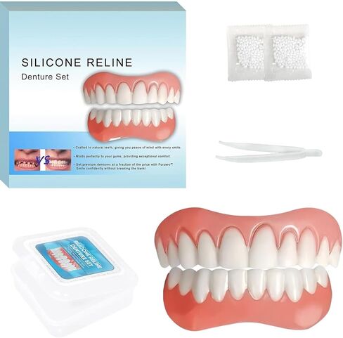 Moldable False Teeth,Silicone Dentures,Men and Veneers Teeth for Women | Upper and Lower Matching Set,Convenient and Quick,Suitable for Daily, Party in Kuwait
