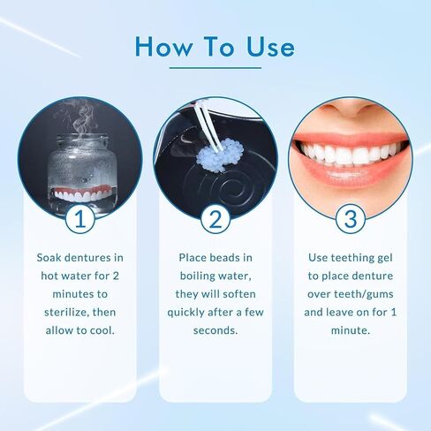 Moldable False Teeth,Silicone Dentures,Men and Veneers Teeth for Women | Upper and Lower Matching Set,Convenient and Quick,Suitable for Daily, Party in Kuwait