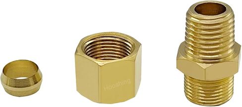 Hoashing 6 قطعة تركيبات أنبوب ضغط النحاس 1/4 "OD Compssion x 1/4" NPT ذكر موصلات الاتحاد المستقيمة in Kuwait
