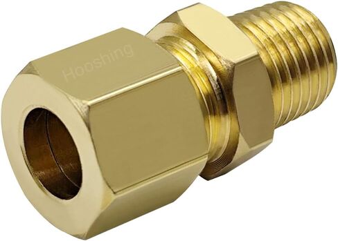 Hoashing 6 قطعة تركيبات أنبوب ضغط النحاس 1/4 "OD Compssion x 1/4" NPT ذكر موصلات الاتحاد المستقيمة in Kuwait