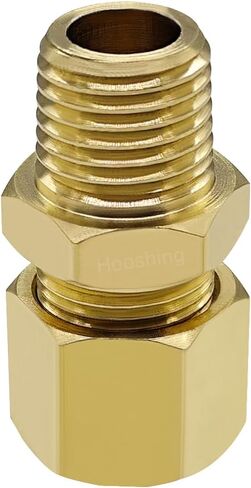 Hoashing 6 قطعة تركيبات أنبوب ضغط النحاس 1/4 "OD Compssion x 1/4" NPT ذكر موصلات الاتحاد المستقيمة in Kuwait