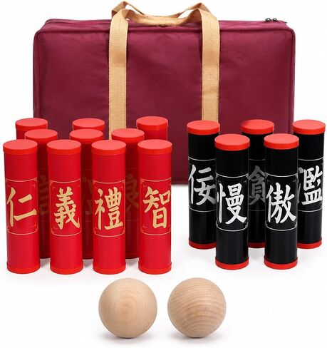 Qianly Wooden Bowling Set, Outdoor Lawn Bowling Game, Classic Yard Bowling Pins, for Garden Activities in Kuwait