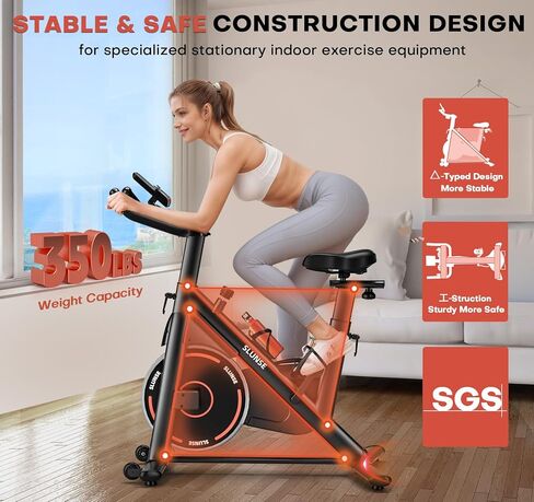 Exercise Bike, Adjustable Magnetic Resistance Stationary Bikes for Home with App Compatible, Silent Indoor Cycling Bike with 350lbs Weight Capacity Comfortable Seat, Digital Monitor & Phone Mount in Saudi Arabia