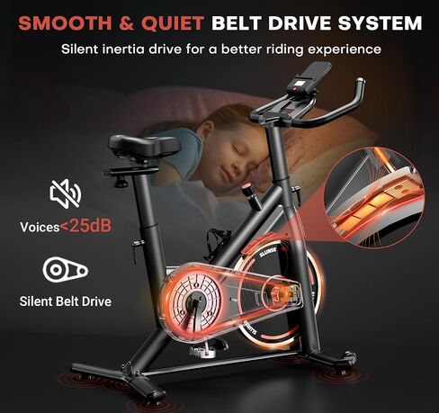 Exercise Bike, Adjustable Magnetic Resistance Stationary Bikes for Home with App Compatible, Silent Indoor Cycling Bike with 350lbs Weight Capacity Comfortable Seat, Digital Monitor & Phone Mount in Saudi Arabia