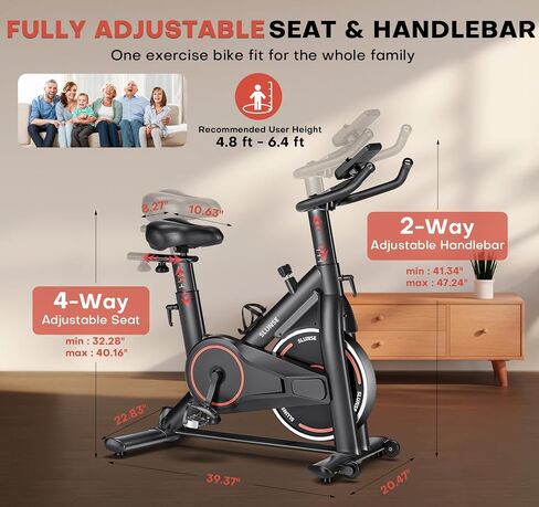 Exercise Bike, Adjustable Magnetic Resistance Stationary Bikes for Home with App Compatible, Silent Indoor Cycling Bike with 350lbs Weight Capacity Comfortable Seat, Digital Monitor & Phone Mount in Saudi Arabia