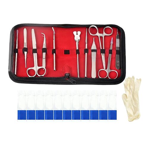 11 Pcs Suture Practice Kit for Healthcare Students, Clinical Instruments Set with Blades and Large Silicone Pad, 14 Pre Cut Wounds, Stainless Steel Tools, Training Set for Wound Closure in Kuwait