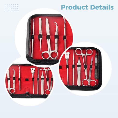 11 Pcs Suture Practice Kit for Healthcare Students, Clinical Instruments Set with Blades and Large Silicone Pad, 14 Pre Cut Wounds, Stainless Steel Tools, Training Set for Wound Closure in Kuwait