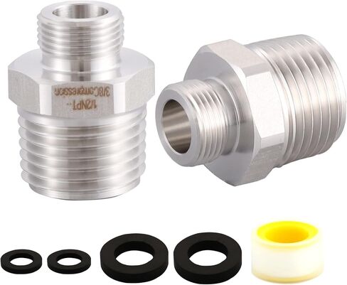304 RV Faucet Adapter（Lead-Free）, 1/2 to 3/8 reducer faucet adapter - Stainless Steel 3/8 Compression Fittings, Water Supply Fitting for RV Kitchen Piping, (Set of 2) in Kuwait