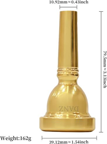 Tenor Trombone Mouthpiece 6 1/2AL Gold Plated with Cleaning Cloth & Mouthpiece Brush - Brass Base for Orchestra & Band in Kuwait