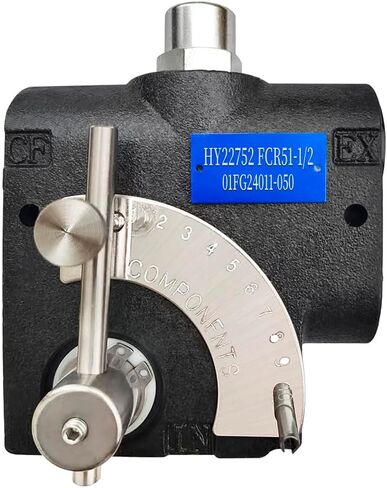 Hex Autoparts Pressure Compensating Variable Hydraulic Flow Control Valve w/Relief Compatible with FCR51-1/2 or PFC51-1/2, Hydraulic Pressure Relief Valve 1/2" NPT Port Size, 0-16 GPM in Kuwait