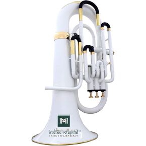 Euphonium 4 Valve Bb Pitch Brass Musical Instrument with Carry Case, Mouthpiece, Suitable for Beginners & Professionals (White) in Kuwait