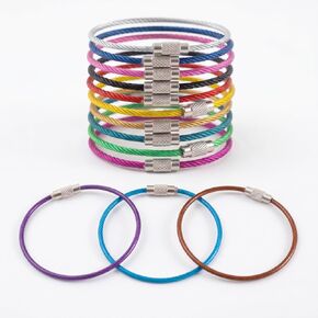 52 Pack Wire Keychain Cable Rings, 13 Colors Stainless Steel Key Rings, 6 Inch Nylon Coated Luggage Tags Loops for Keys, Office, ID Tags, Travel and DIY Crafts in Kuwait