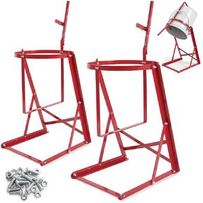 5 Gallon Manual Pail Tipper Rack with Screw kit, 80 lbs Heavy Duty Bucket Rack Can Tipper, Adjustable Angle Paint Pourer Can Bucket Tippe, Paint Liquid Pourer for Oil, Honey (Red, 2PCS) in Kuwait