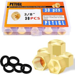 3/8 Compression Cap Brass Compression Fitting 3/8 Brass Cap for Water Line Gas Line Stop Valve Cap Flare Tube Pipe Fittings Durable Leak Proof (30 pcs) in Saudi Arabia