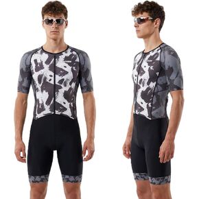 WIXEN Men’s Triathlon Suits Short Sleeve Tri Suit Padded Quick-Dry Breathable for Swim Bike Run Aero Skinsuit Rear Pockets in Kuwait