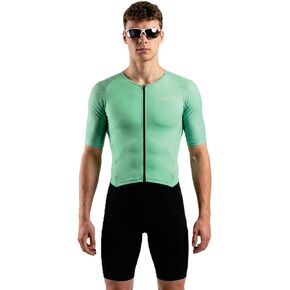 WIXEN Men’s Classic Short Sleeve Triathlon Suit, Padded Quick-Dry Aero Tri Suit for Swim Bike Run, Cycling Race Skinsuit in Kuwait